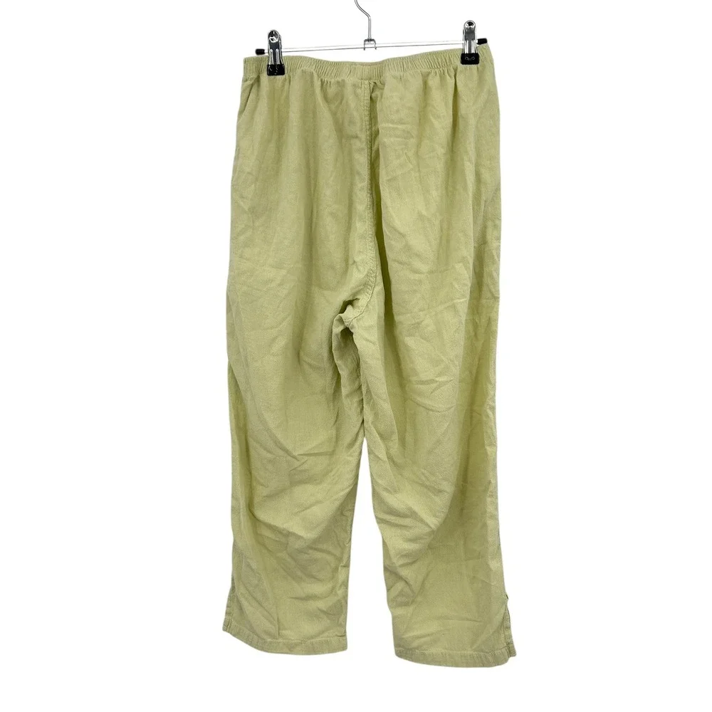 Lightweight Linen Like Pants Small Green Elastic Waist Relaxed Coastal‎ Casual